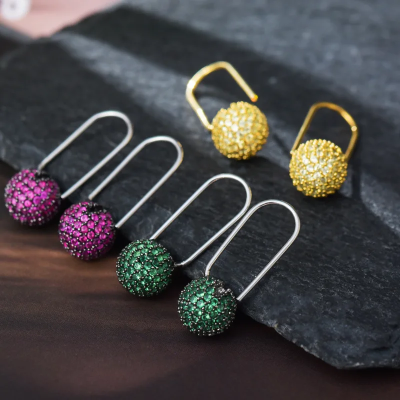 Женские круглые серьги-манжеты разноцветные циркониевые серьги ярких цветов