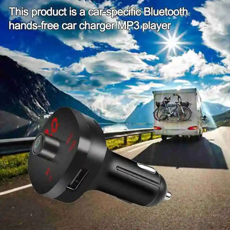 

Vehicle Plug TF Wireless Bluetooth FM Transmitter 4.1A MP3 Player Charger Car N5A7 Double Black USB Kit Color I0R1