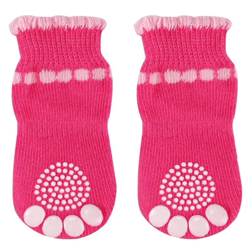 New-Pet Puppy Dog Bowknot Cotton Socks Anti-Slip Paw Protectors 4pcs/set Pink | Дом и сад