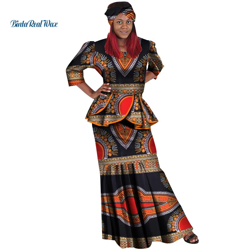 НОВЫЕ комплекты из топа и юбки в африканском стиле для женщин базин богатая