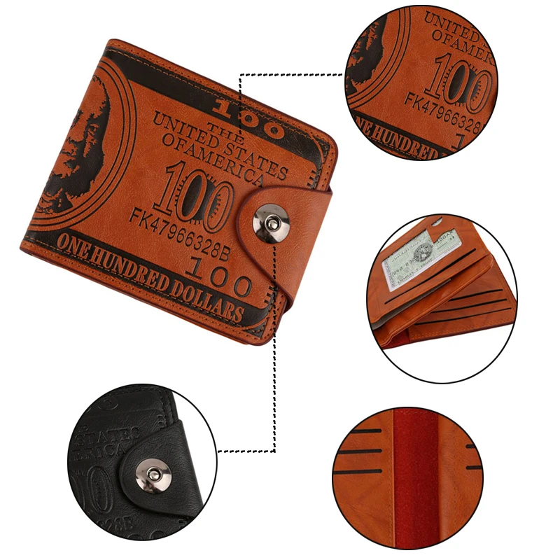 

Fashion Dollar Pattern Card Holder Men Wallets Cash Clutch Pocket Wallet Fashion Short PU Leather Wallet Coin Purse 2 Colors