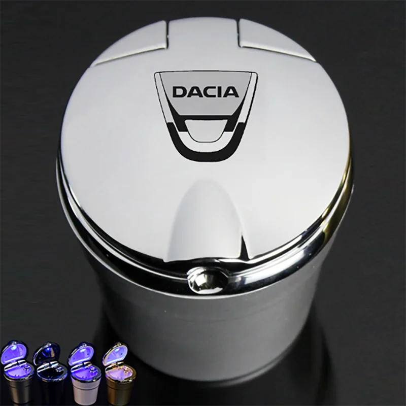 

1Pcs For Dacia Lodgy 2 Mcv Sandero Duster Logan Sandero Car Logo Ashtray With LED Light Trash Box Creative Personality Ashtray
