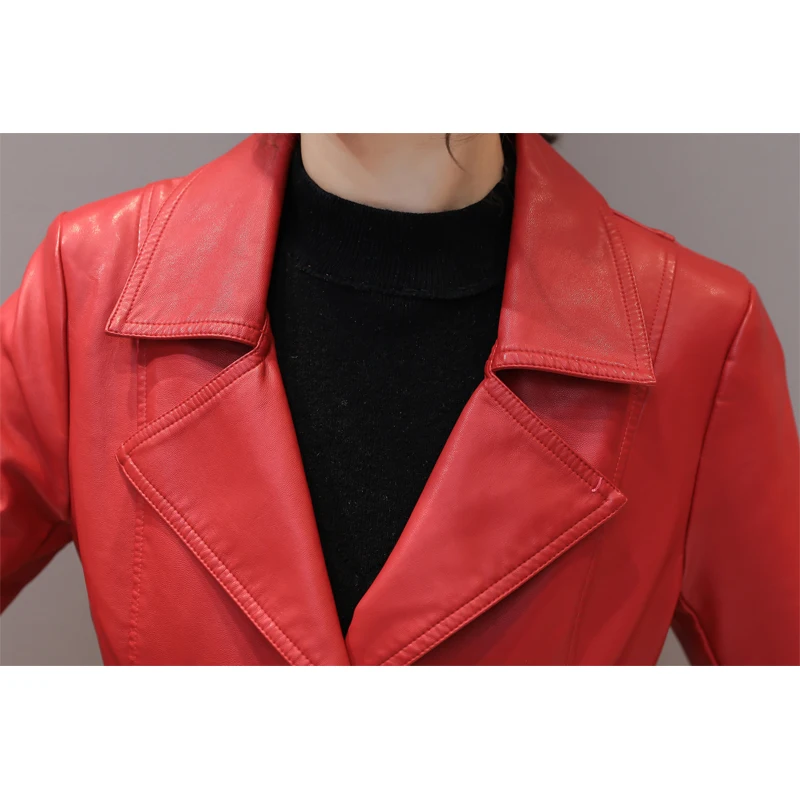 Женская Длинная кожаная куртка зима осень 2020 Дамские элегантные потертые пальто