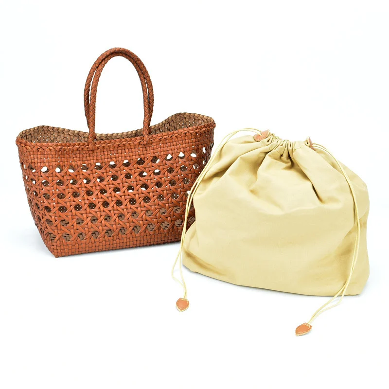 

Dragon diffusion leather woven bag cowhide handmade basket hollowed out