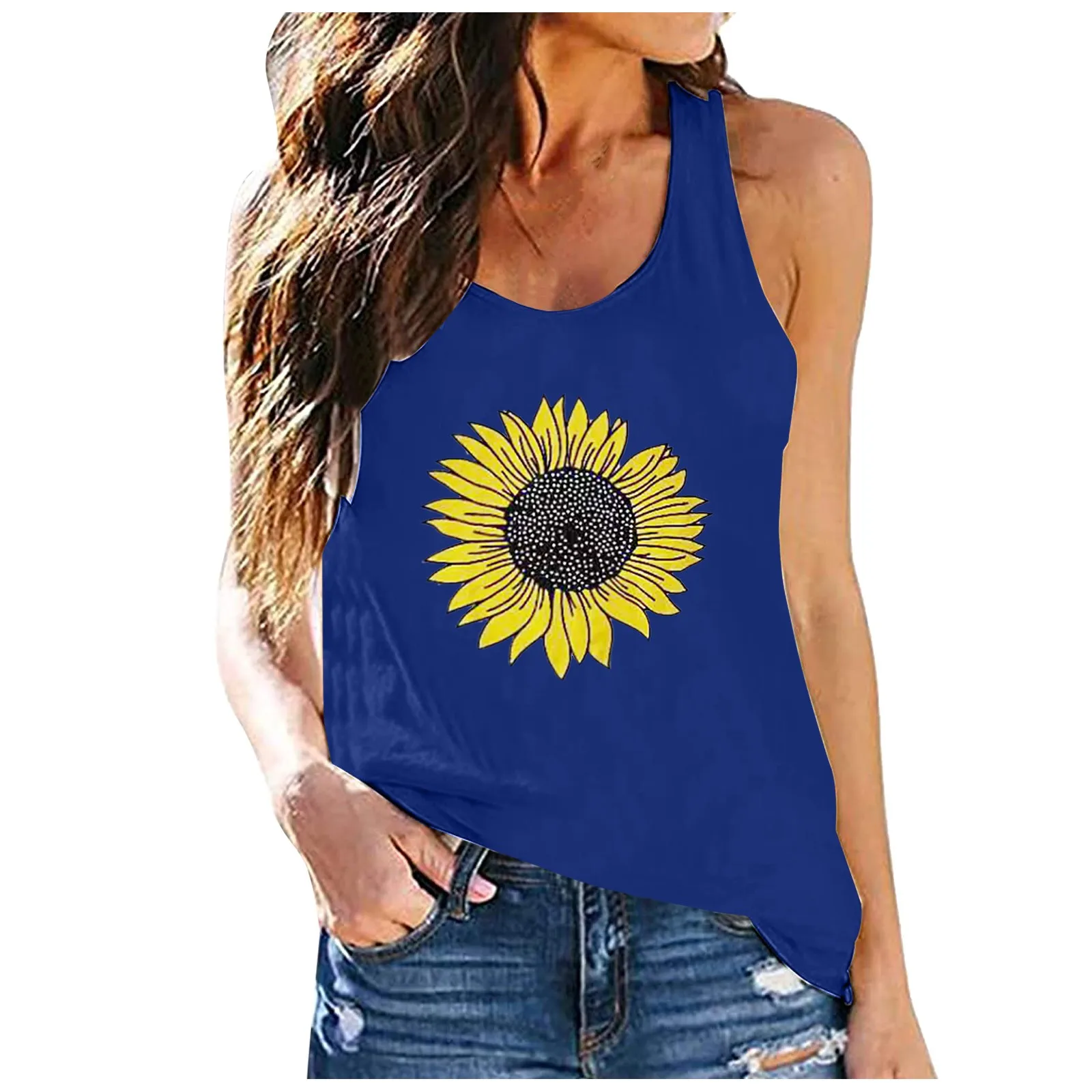 

Sunflower Print Tank Top Women Sleeveless Summer Graphic Vest Fashion Tops For Teens Vogue Harajuku Camiseta Tirantes Mujer P5