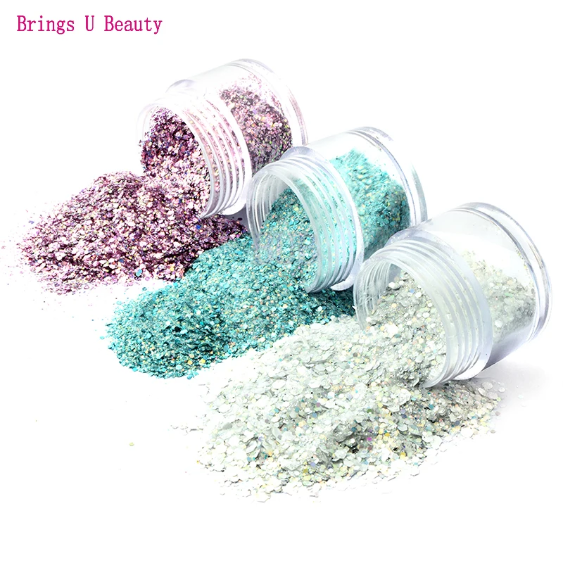 Набор глиттеров 6 в 1 пудра с изменением температуры для сушки без лампы 10 г/корд |
