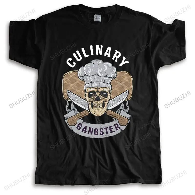 

Футболка мужская с коротким рукавом, модная уличная одежда с круглым вырезом, кулинарный гангстер, черный цвет, большие размеры