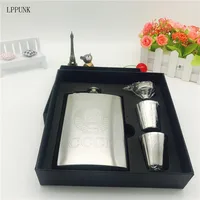 Bpa Free Mini 8oz Liquor Flagon Laser Cccp Vodka Cup Stainless Steel 304 Alcohol Hip Flask Set With Whisky Funnel Gift Box