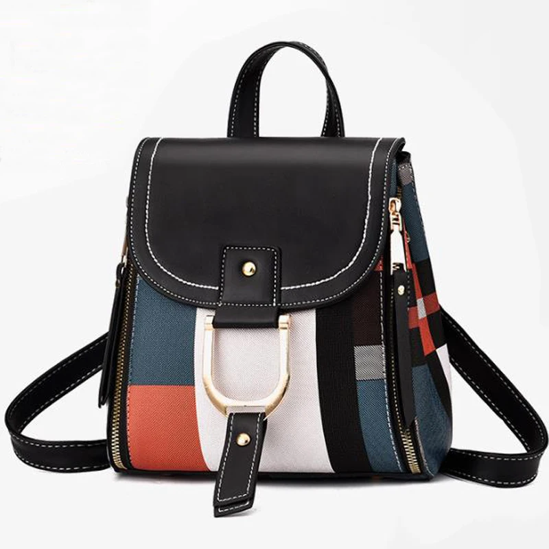 

Hot Sale Korean Fashion Backpack For Women Casual Fashion Ladies Travel School Bag Patchwork Shoulder Bags Women Pack Bags H525