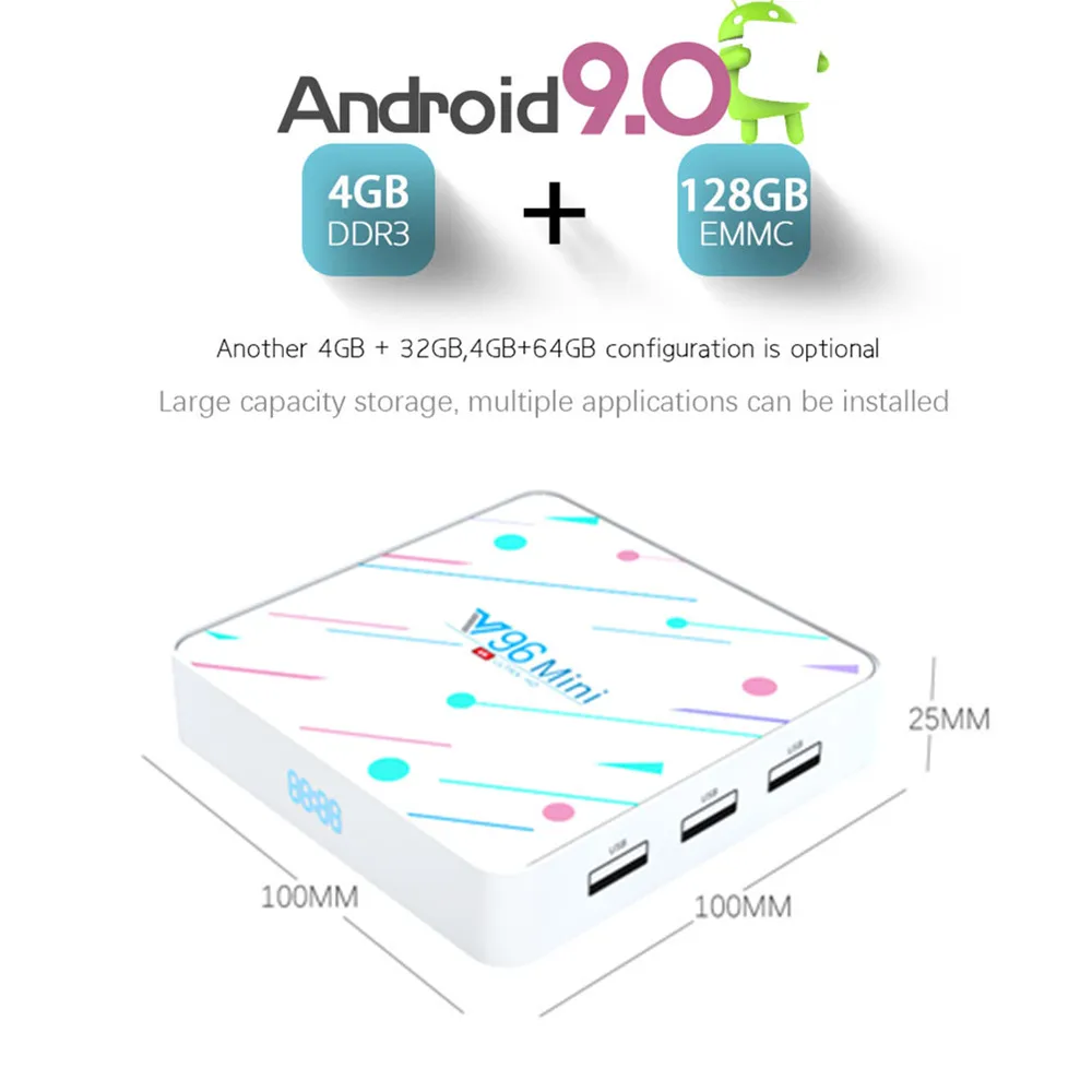 V96 H6 Cortex A53 Смарт ТВ приставка Android 9 0 4 Гб + 32 ГБ 64 128 медиаплеер HD 6K Google Voice Assistand