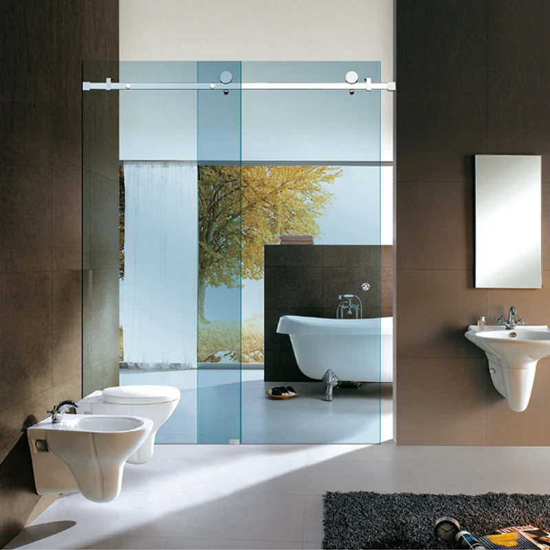 high quality 1set 304 stainless steel glass sliding system shower room sliding door glass door hardware bathroom accesoories free global shipping