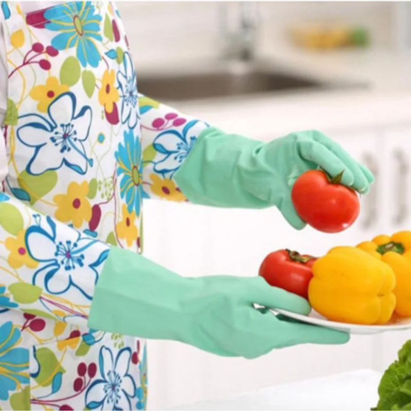 1 пара женские резиновые латексные перчатки для мытья посуды | Дом и сад
