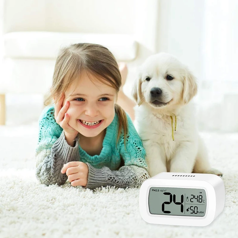 

Accurate PM2.5 Temperature and Humidity Monitoring Intelligent Air Quality Detector,Indoor Outdoor Real-Time LCD Display