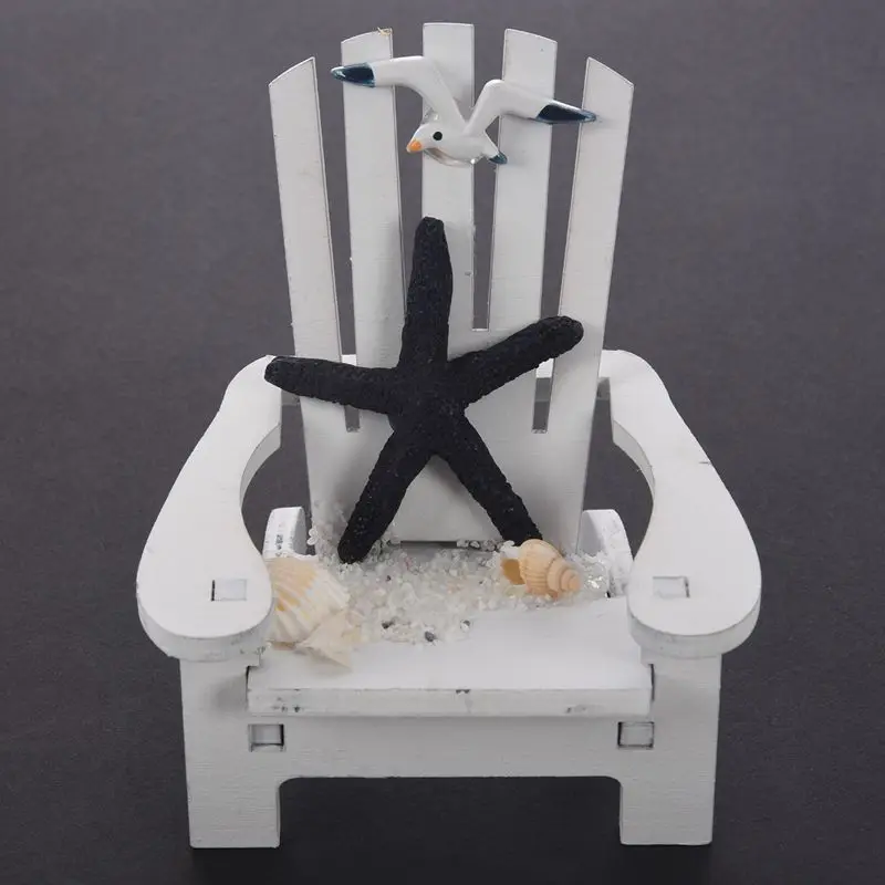 Mini Fairy White Wooden Chair Dollhouse Garden Home Sea Beach Decor white | Дом и сад