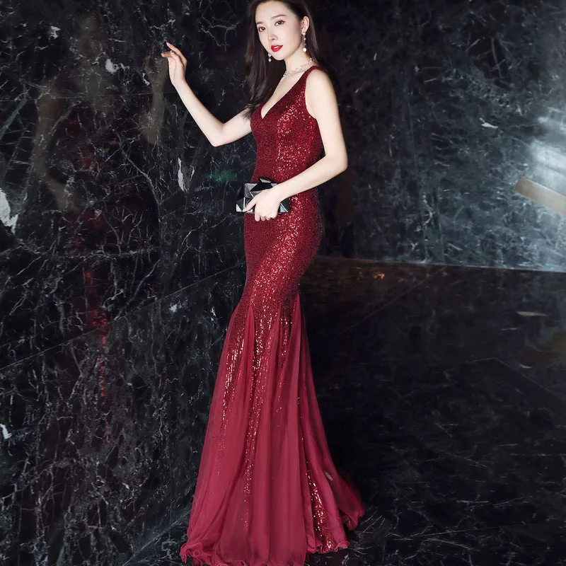 Элегантное Платье макси с открытой спиной и блестками женские летние красные