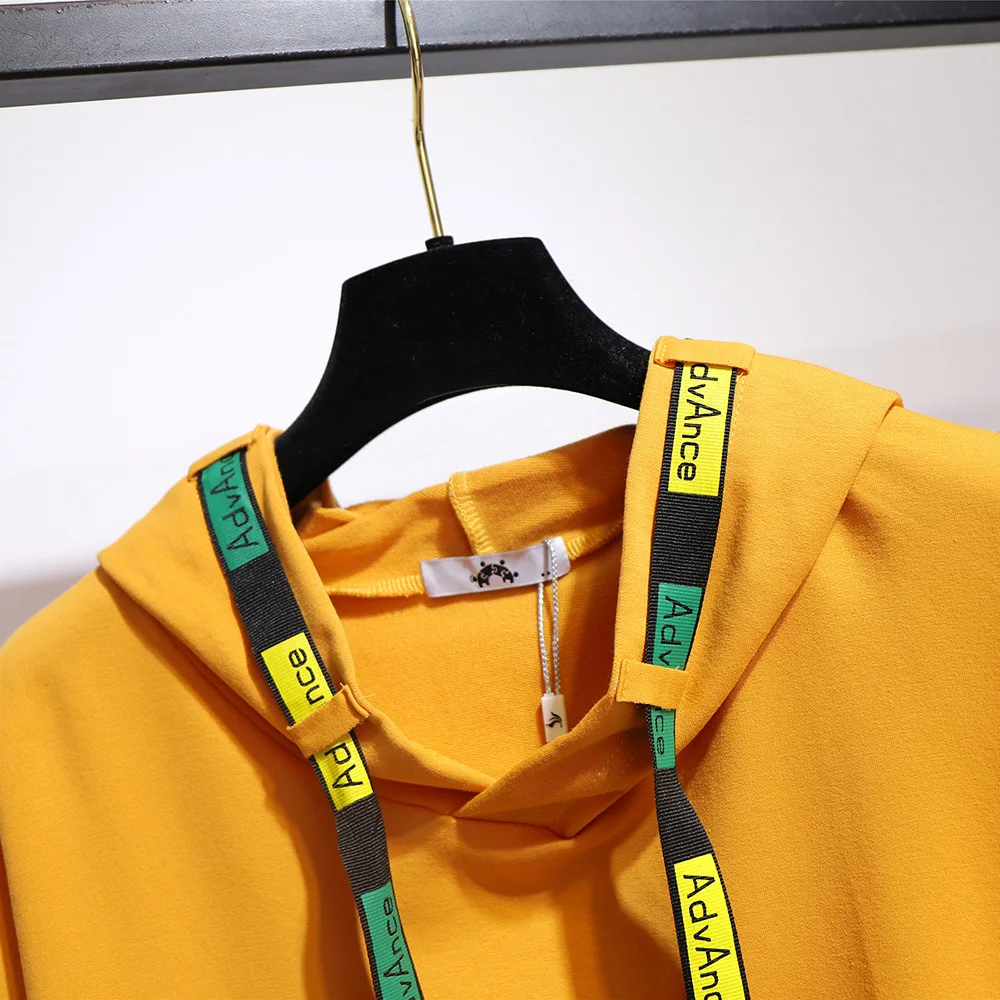 2XL ~ 6XL женский 2 шт с капюшоном комплект из свитера брюками осень зима длинный