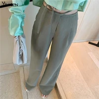 yiallen cyber y2k high waist bandage women pants baggy elegance harajuku straight trousers 2021summer fashion streetwear outfits