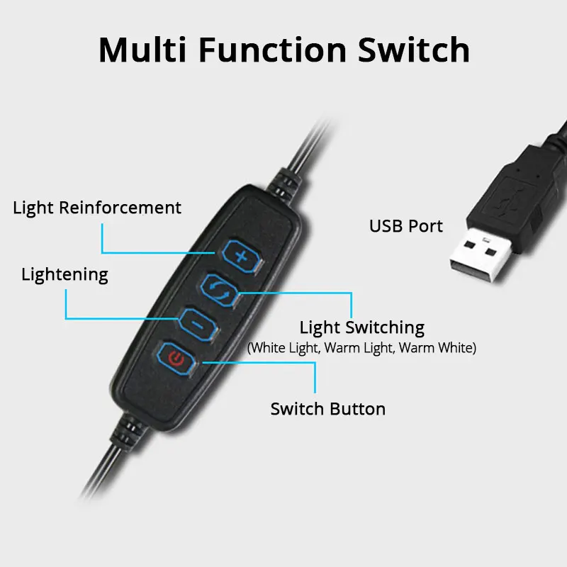 Приглушаемый кольцевой светильник для селфи 10 дюймов 26 см с длинной ручкой