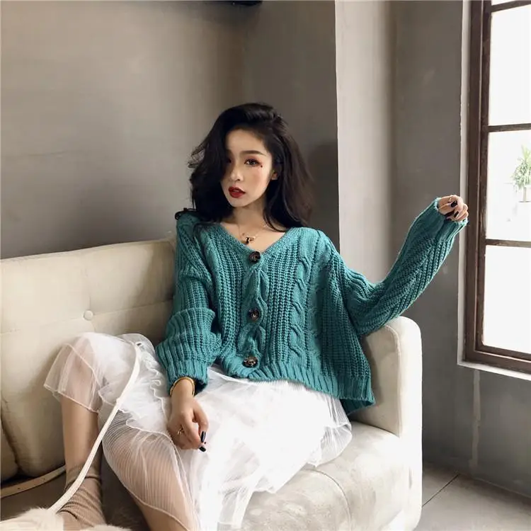 Женский Осенний модный свитер с V-образным вырезом новинка 2020 женский кардиган