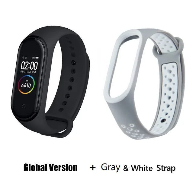 GB gray white Глобальная версия Xiaomi Mi Band 3 Смарт-Браслет фитнес-браслет 3 большой сенсорный экран сообщение частота сердечных сокращений Smartband - Цвет: GB gray white