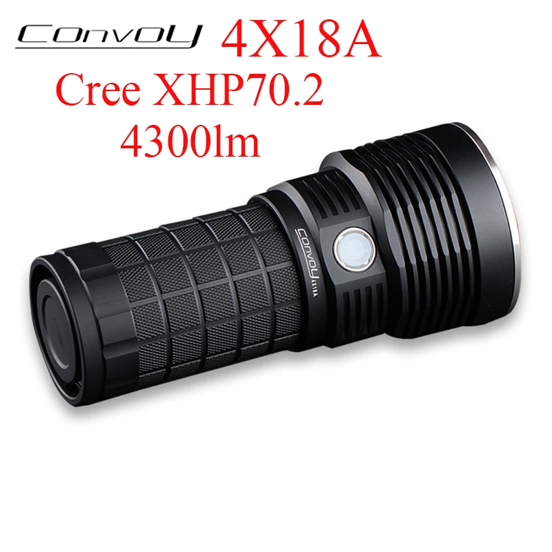 Interface de Carregamento Convoy Lanterna Cree 4300lm Tipo-c 18650 Flash Tocha Caça Acampamento Luz Mais Poderosa 4x18a Xhp70.2