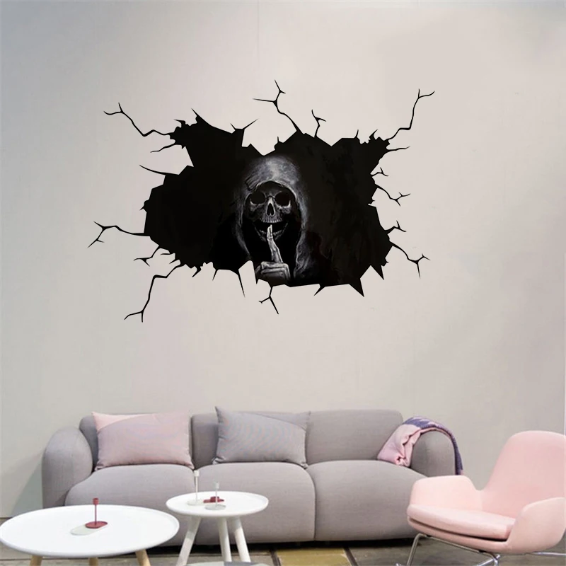Страшные наклейки с черепами Стикеры Хэллоуин стены пола в стиле вечеринки окна