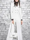 Костюм брючный женский деловой, Белый двубортный блейзер и брюки на заказ, для работы и свадьбы, большие размеры