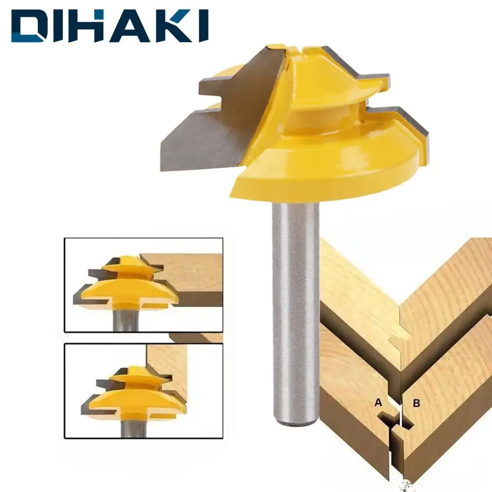 1/4&quot Shank Tenon Cutter Woodwork Milling Woodworker Lock Miter Router Bit 45 Degree Width 1 3/8&quot Woodworking Drill Bit|Сверла| |