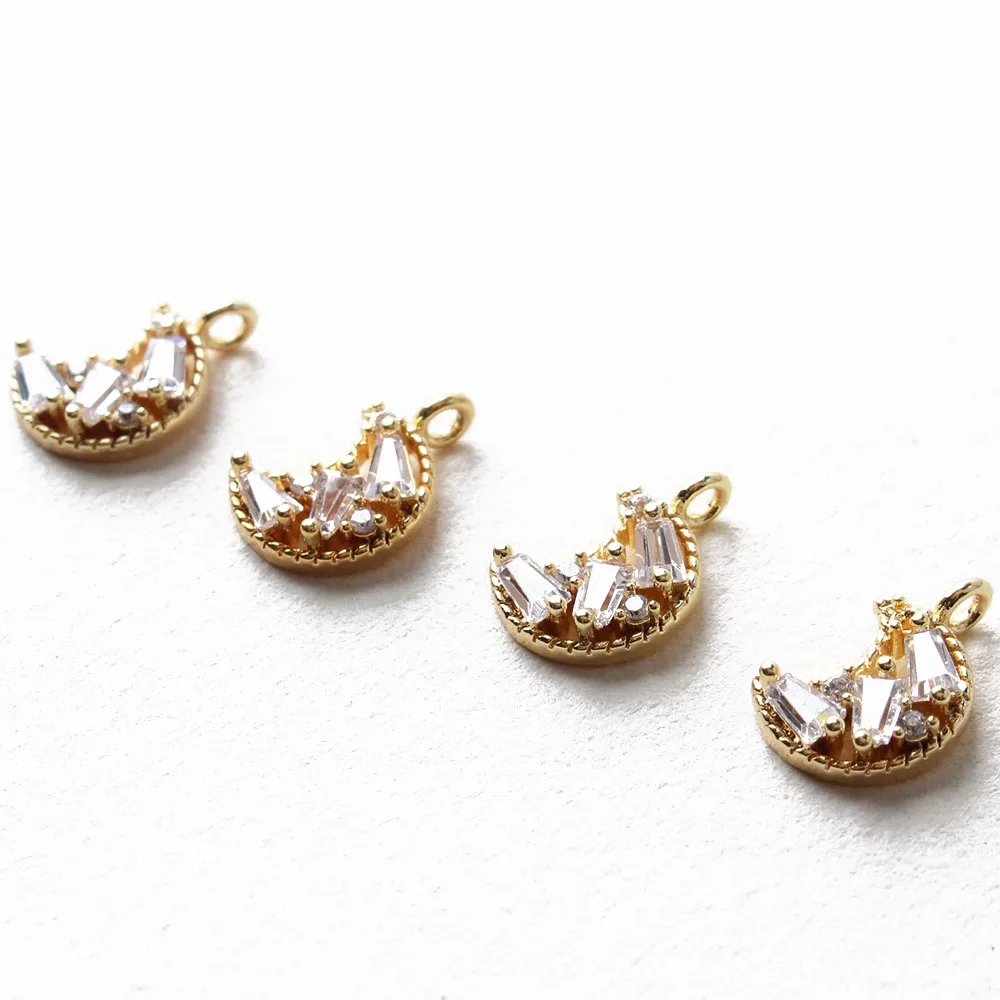

2PCS 18K Gold Plated DIY Earrings Zircon Material with Moon Shape and Star Shape Pendant Jewelry Findings Making Supplies Tools