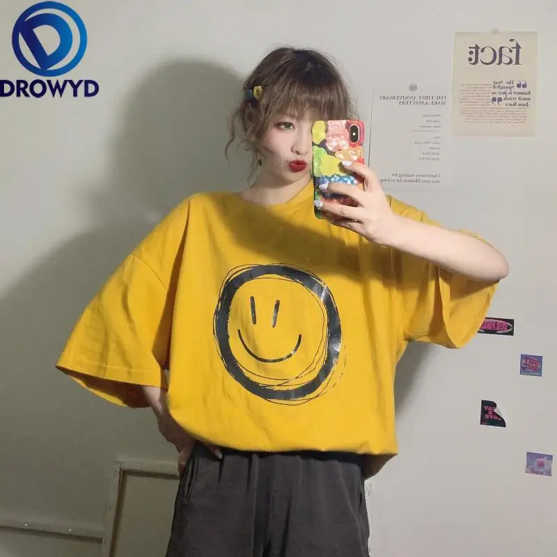

3 Colors Summer Loose T-shirt Women Fashion O-neck Short-sleeved Print Thin Harajuku Streetwear Hip-hop Cool Party T-shirt Tops