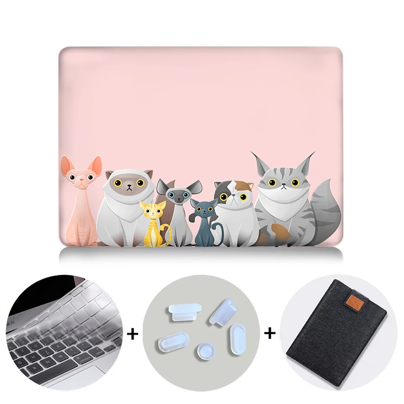 MTT чехол с мультяшными животными для Macbook Air 11 13 Pro retina 13 15 с сенсорной панелью для mac book 12 дюймов чехол для ноутбука с милым котом - Цвет: MB01