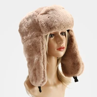 new soild color simple bucket hat imitation rabbit fur lei feng hat men women winter outing warm ear protection hat cold ski hat