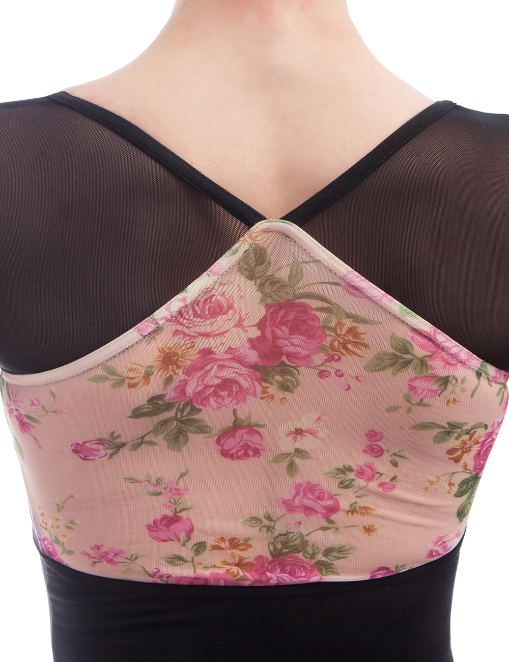 Черная хлопковая танцевальная одежда с V образным вырезом и сетчатым принтом