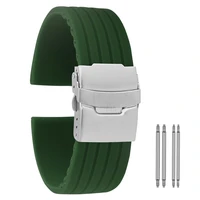 retro green silicone watch strap 18mm 20mm 22mm 24mm pasek do zegarka durable waterproof bracelet watch band cinturino orologio