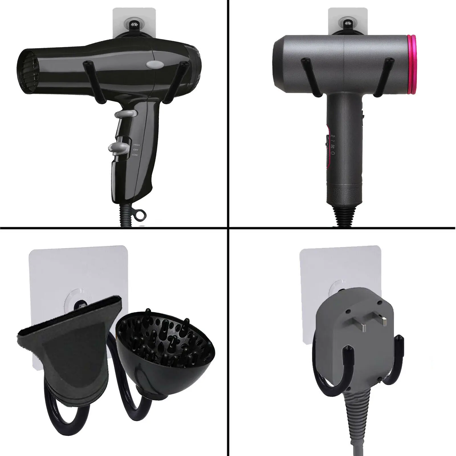 Настенный самоклеящийся держатель для фена металлическая стойка-органайзер |