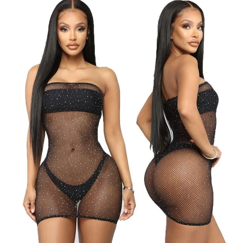 

Wrap-around Hot Drilling Sexy Underwear Spot Drill Starry Cross-Border Fishnet Clothes Uniform Temptation lingerie bodysuit