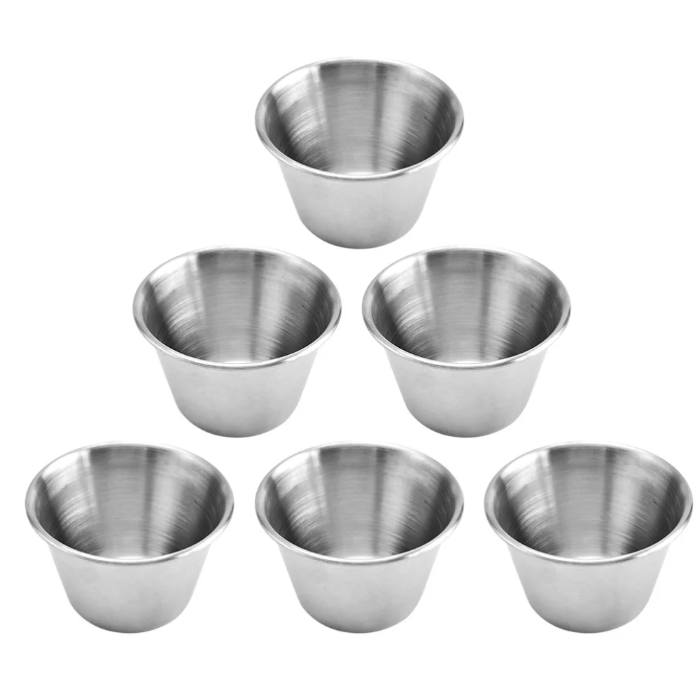

6Pcs Stainless Steel Sauce Cups Tomato Dipping Sauce Container for Home (Silver)