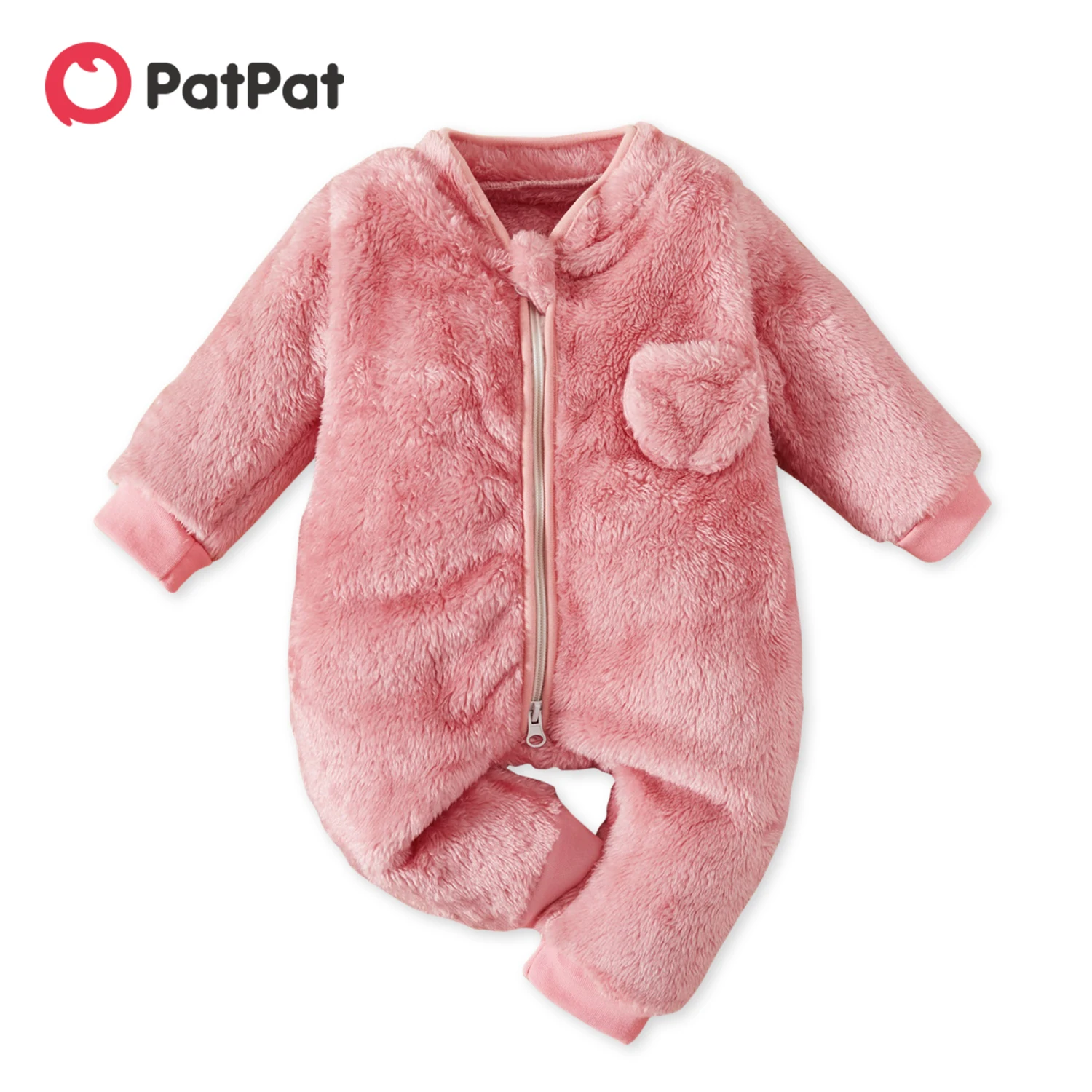 

PatPat Baby Plush Solid Long-sleeve Jumpsuit Onesie