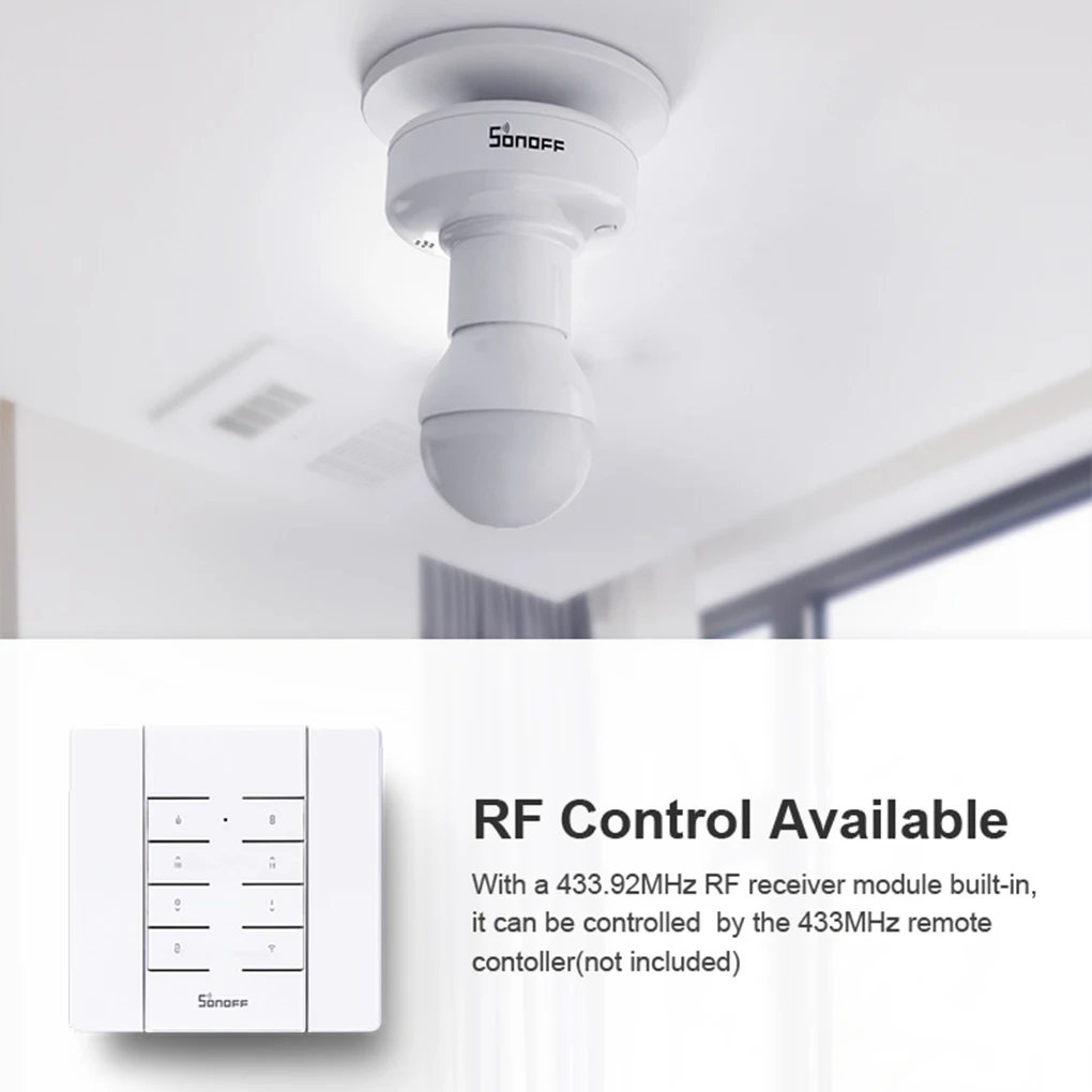 Sonoff Smart WiFi Light Socket Lamp Holder for Led Bulb E27 E26 Google Home Echo Alexa Voice Control, Remote Control ON OFF