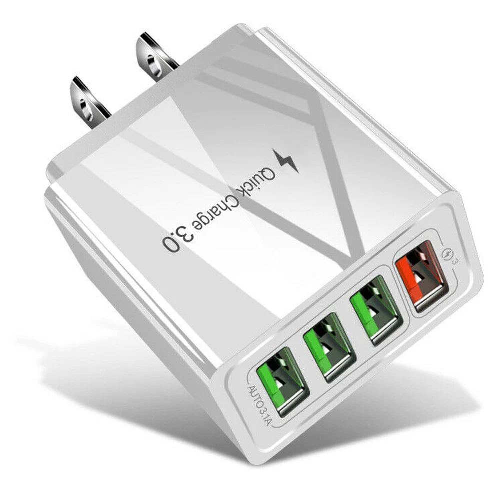 White US Plug QC3.0 быстрое зарядное устройство 4 usb порта концентратор настенное зарядное устройство адаптер питания JR предложения - Цвет: White US Plug