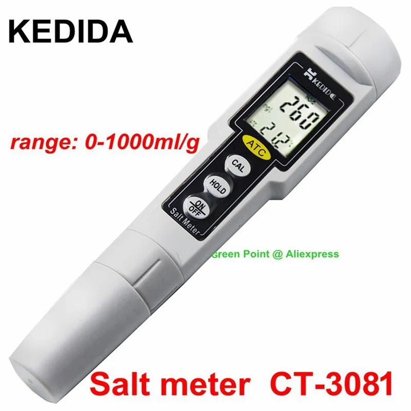 

CT-3081 Salinometer Waterproof Salinity Test Salinity Meter Digital Portable Value Salt Tester Pen Type Salt Meter For Aquarium