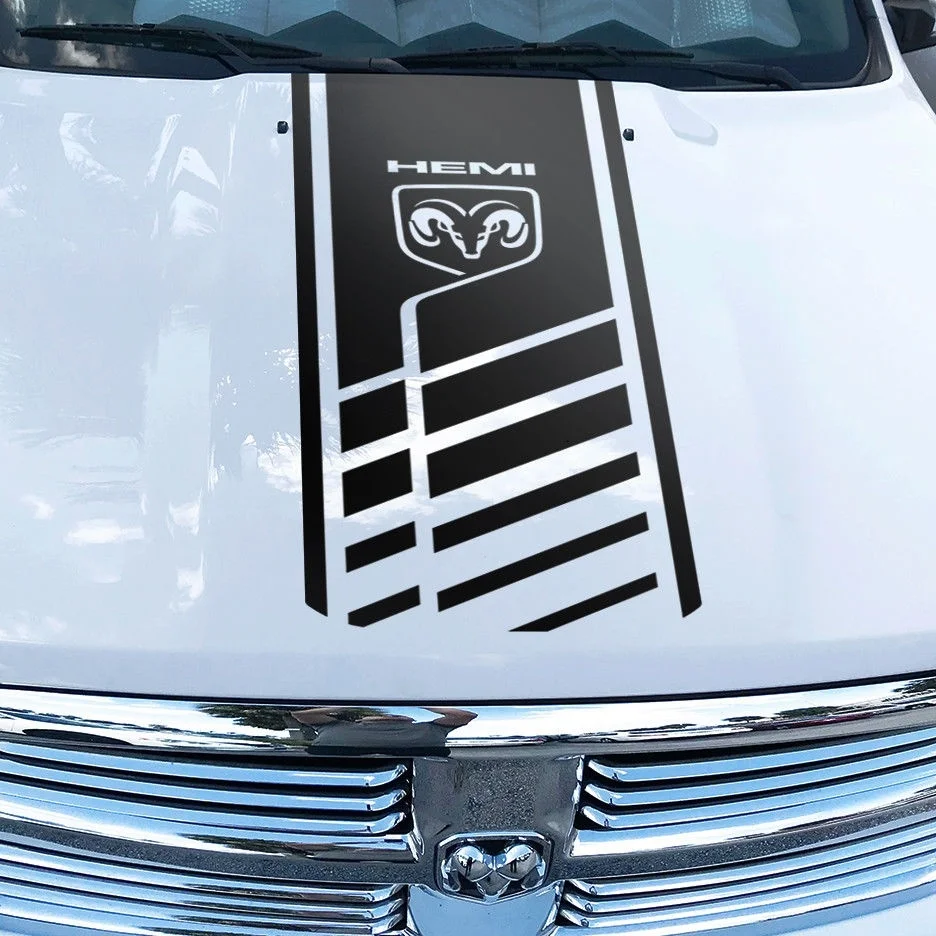 

For Hood Decal Dodge Ram 1500 2500 3500 Rebel Mopar Vinyl Cut Stripe Graphic