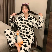 autumn and winter pajamas female thickened cute new flange velvet girls home wear can be worn outside the suit pajama set women
