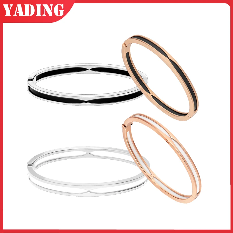 

High quality fit Original 925 sterling silver ceramic bracelet for women with rose gold classic couple jewelry wedding gift