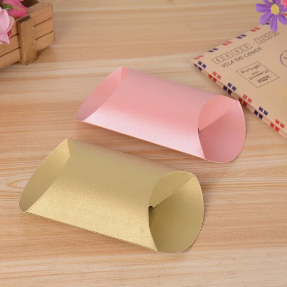 

50pcs Favor candy Box bag New craft paper Pillow Shape Wedding Favor Gift Boxes pie Party Box bags eco friendly kraft promotion