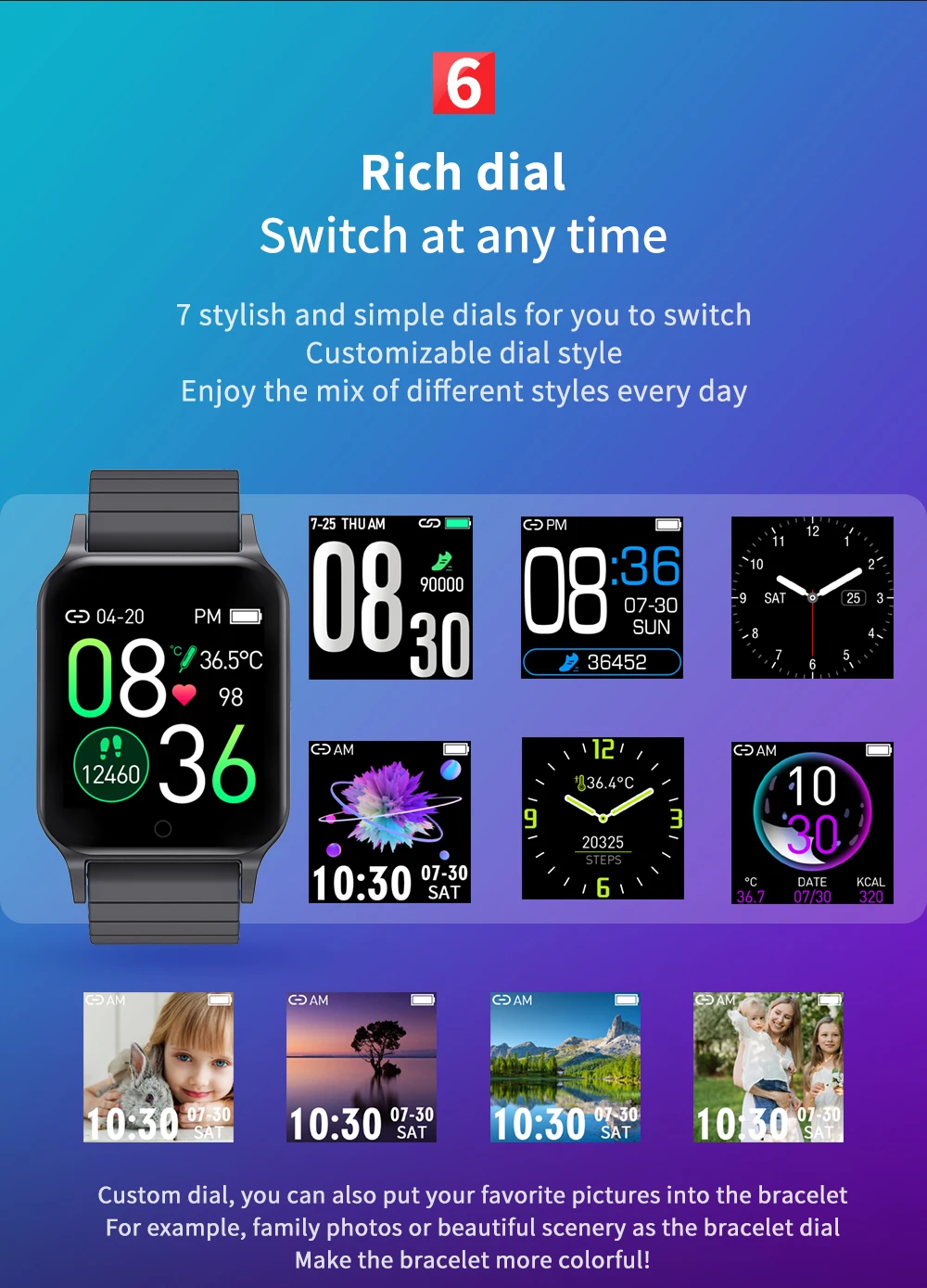 

T96 Body Temperature Smart Bracelet Waterproof Bluetooth Camera Music Heart Rate Blood Pressure Smart Watch For IOS Android K T1