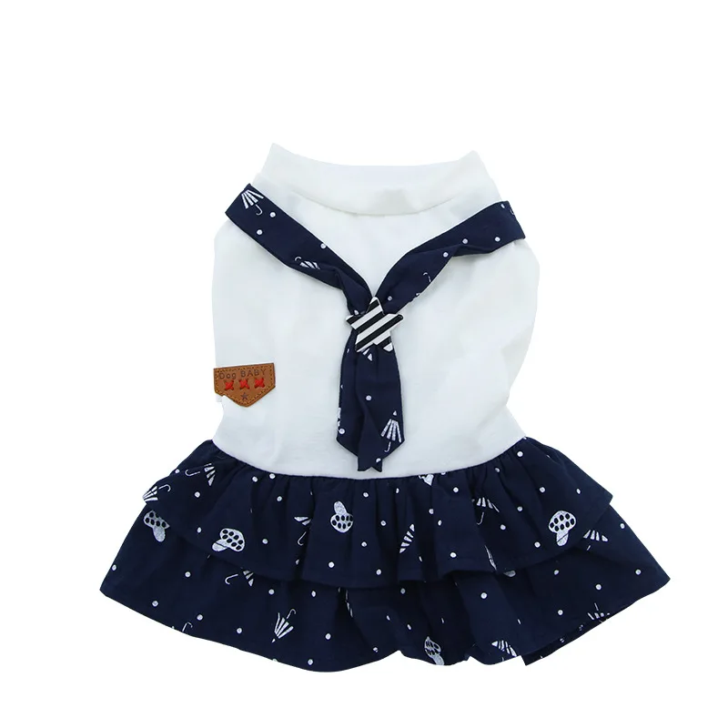 Pet Dog Dress Clothes for Small dog Fashion Cotton Dresses Puppy Clothing Navy Couple | Дом и сад