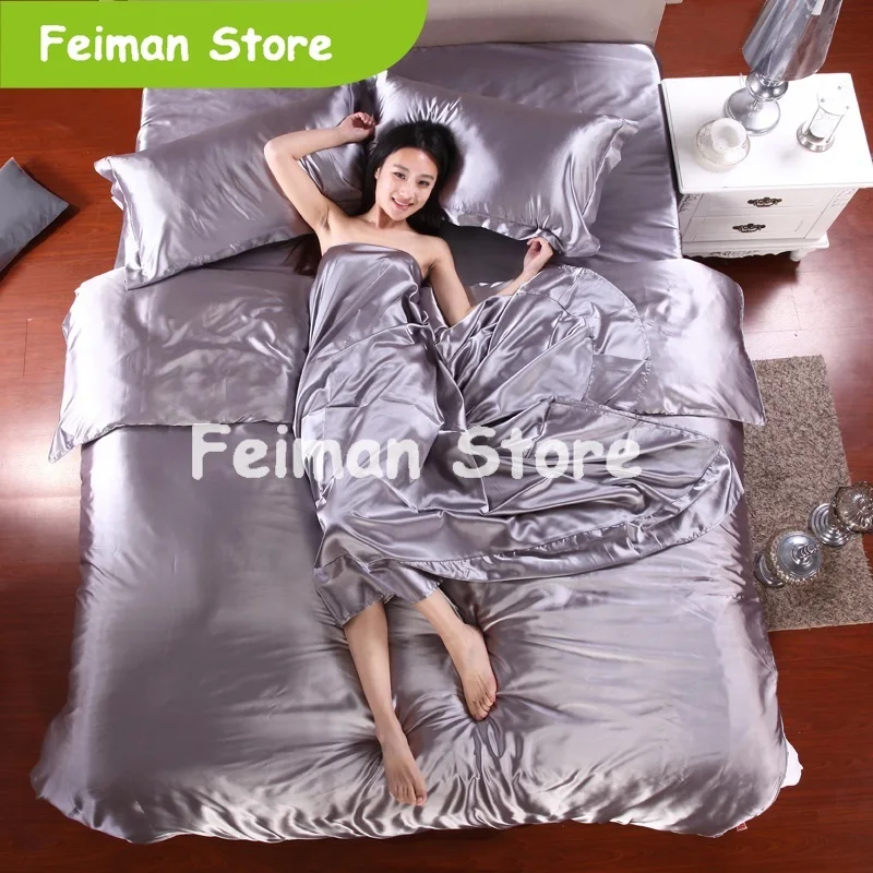 Горячее предложение! Распродажа! 100% чистый атласный Шелковый комплект