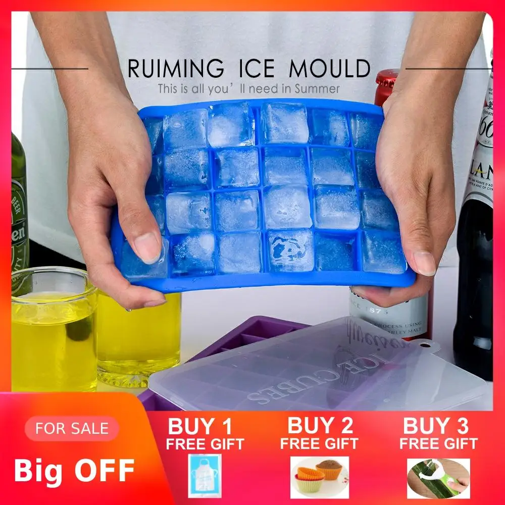 Силиконовая форма для льда с крышкой 5 цветов 24 ячейки|Емкости мороженого| |