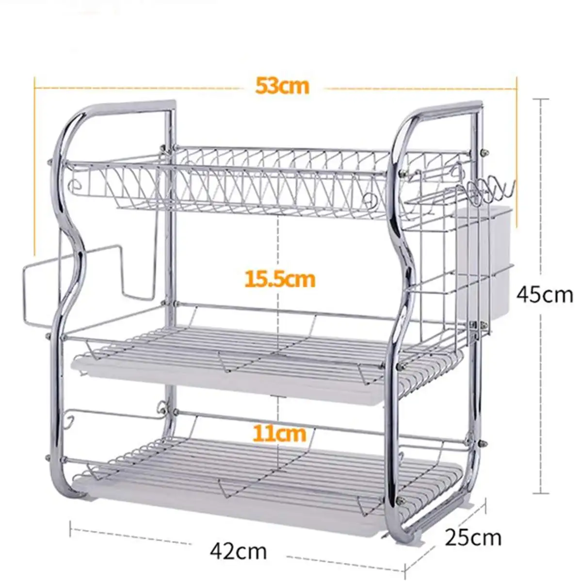 

New 3 Layer Stainless Steel Cutlery Stand Shelf Cutlery Dish Rack Kitchen Dish Storage Rack Drain Storage Rack Knife Holder